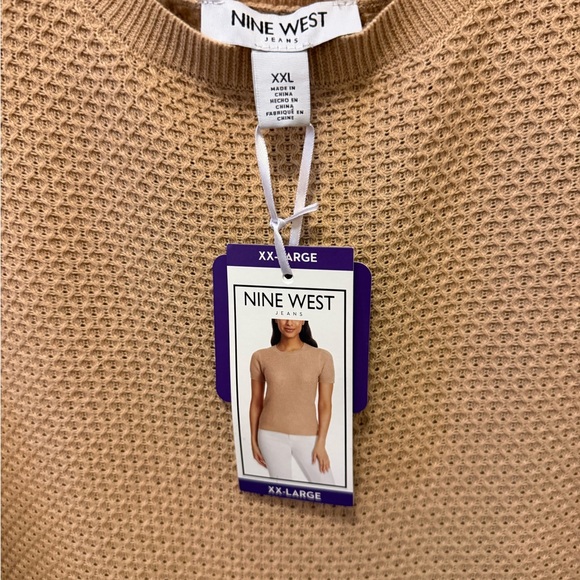 Nine West Women's Tan Crewneck Top - Picture 2 of 5